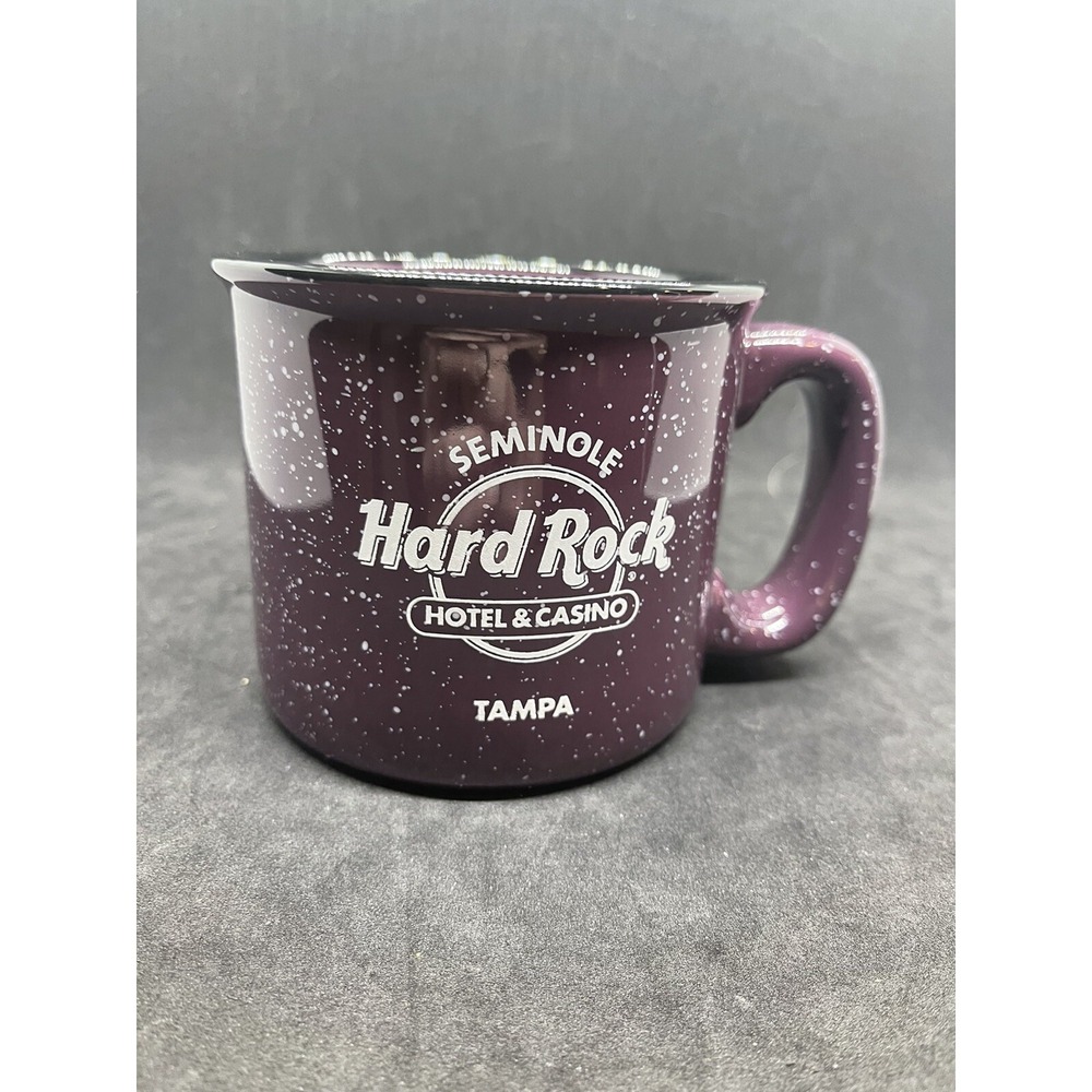 Hard Rock Cafe Coffee Mug Cup Seminote TAMPA Speckled Purple Ceramic 16 oz.